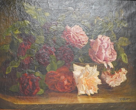 Manner of Annie Feray Mutrie (1826-1893), Still Life of Roses, signed A.F. Mutrie, dated 1875 lower right, oil on canvas, 39.5 x 50cm
